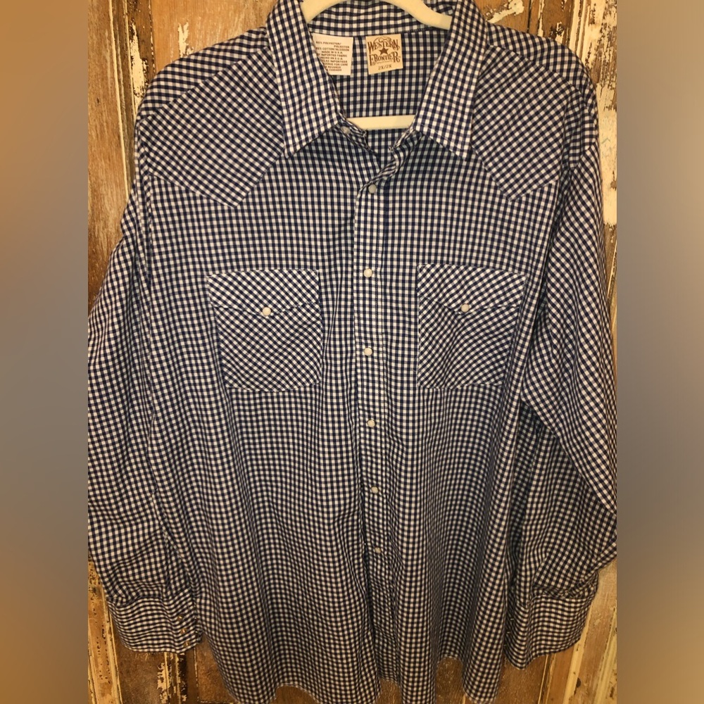 Vintage Western Frontier Snap Down Front Collared Checkered Shirt Size 2xl